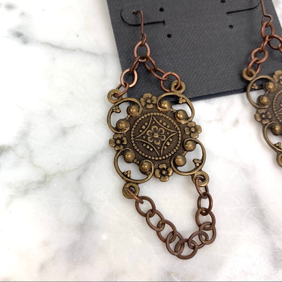 Gold and Brown Earrings - Picture 2 of 4